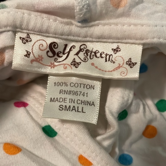 *Pretty Colorful Polka Dot 3/4 Sleeve Hooded V Neck Top Size Small Side Ties - Picture 2 of 4